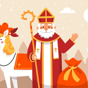 Immagine di San Nicolò con il sacco con i doni per i bambini e il cavallo