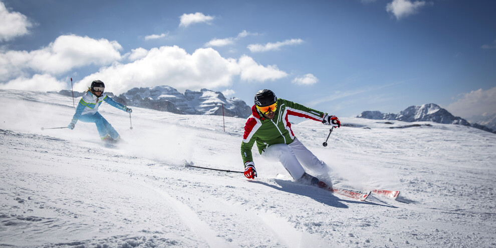 skiers in the mountains of Trentino
