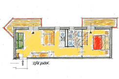 Plan of two-room apartment for 2-4 persons