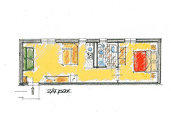 Plan of two-room mansard apartment for 2-4 persons