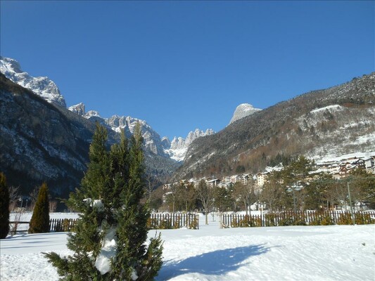 View of the Brenta Dolomites in Winter