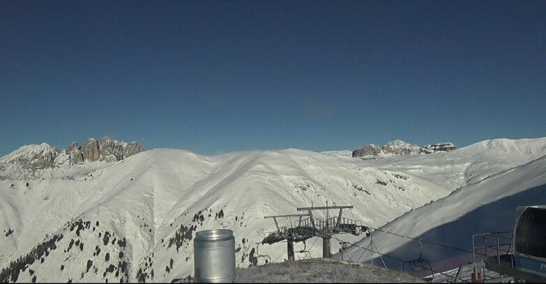 Webcam Pozza di Fassa-Aloch-Buffaure  - Pala del Geiger, sullo sfondo il Pordoi